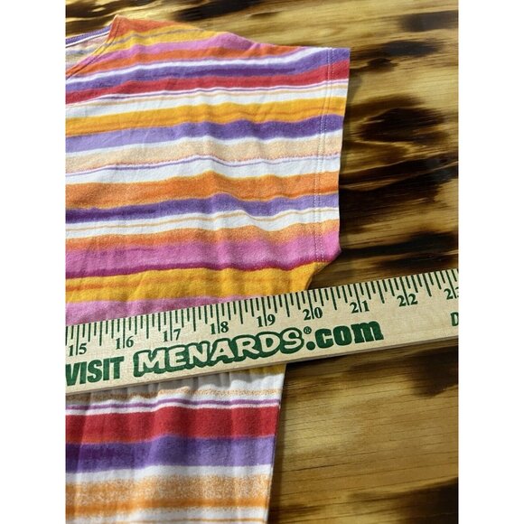 Lauren Ralph Lauren Women Size L Short Sleeve Tie Front T Shirt Colorful Striped - Picture 5 of 10